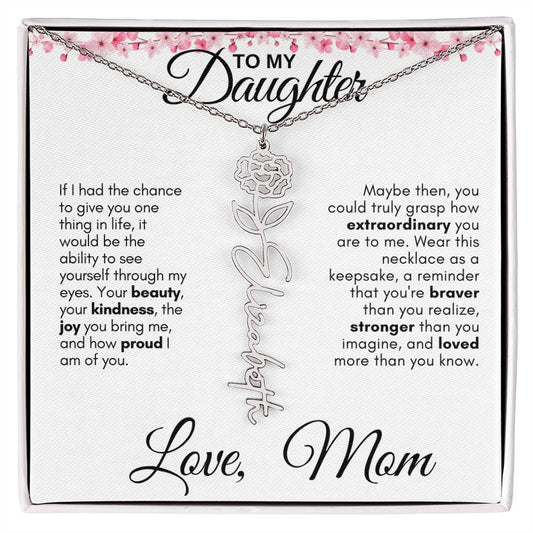 To My Daughter | Birth Month Flower Name Necklace