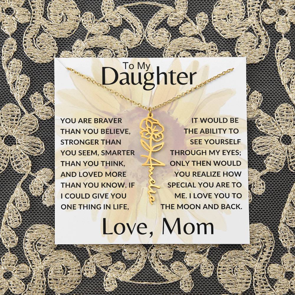 To My Daughter SF | Birth Month Flower Name Necklace (2.7.24)