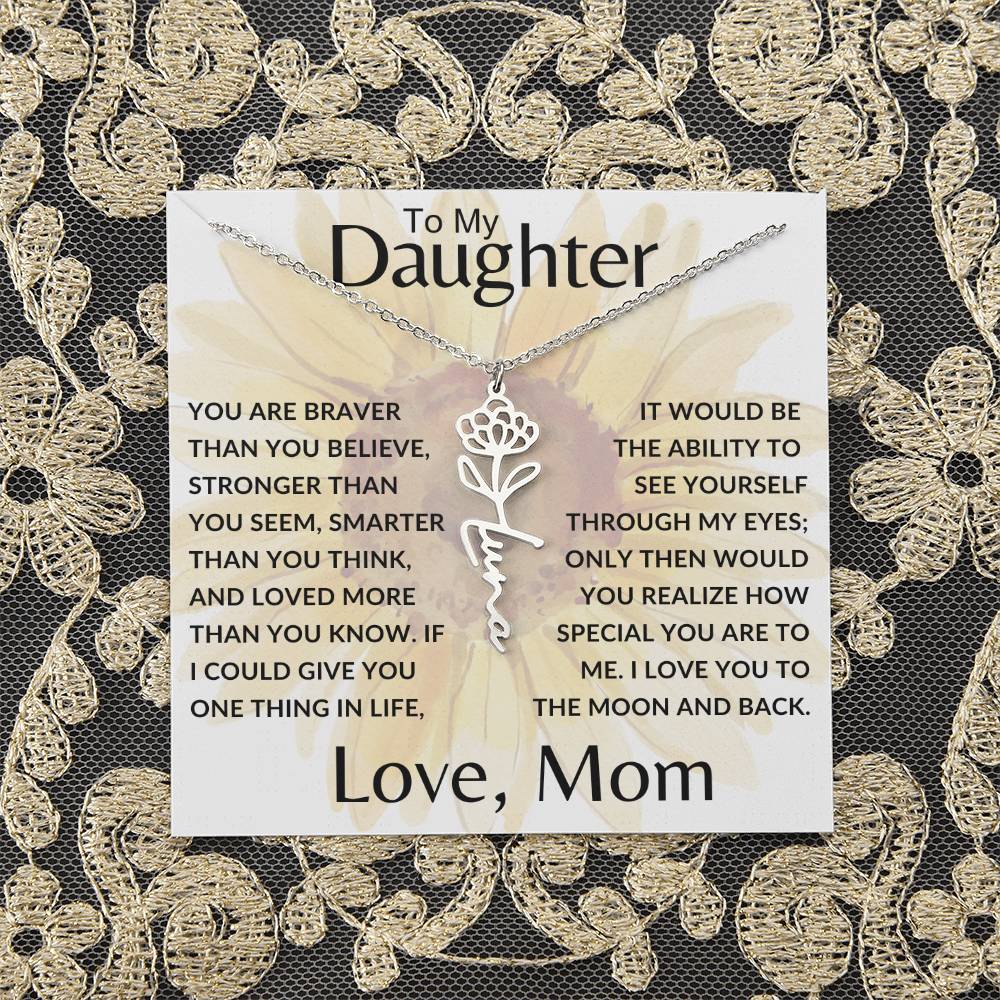 To My Daughter SF | Birth Month Flower Name Necklace (2.7.24)
